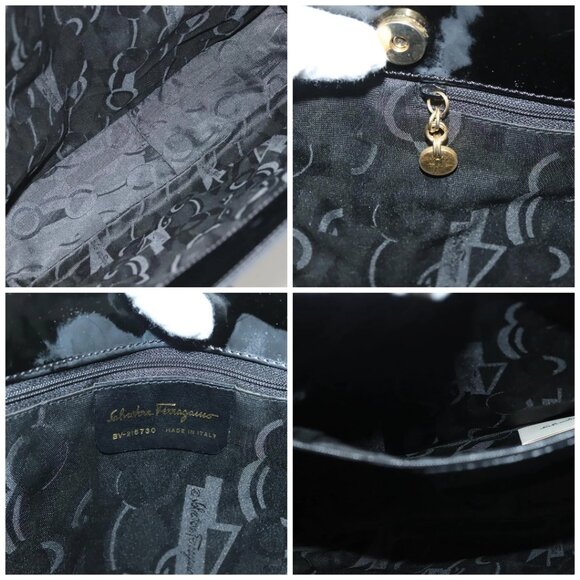 Salvatore Ferragamo Vala Tote Bag Nylon Black Gold Auth gh381 - Picture 14 of 15